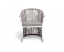 "Романо" стул плетеный из роупа, каркас алюминий белый муар, роуп бежевый круглый, ткань бежевая 15052