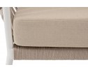"Диего" кресло плетеное из роупа, каркас алюминий белый муар, роуп бежевый круглый, ткань бежевая 15052