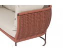 "Фиджи" диван 3-местный плетеный из роупа, каркас алюминий коричневый (RAL8016) муар, роуп красный (8372) круглый tex, ткань Mossle бежевая