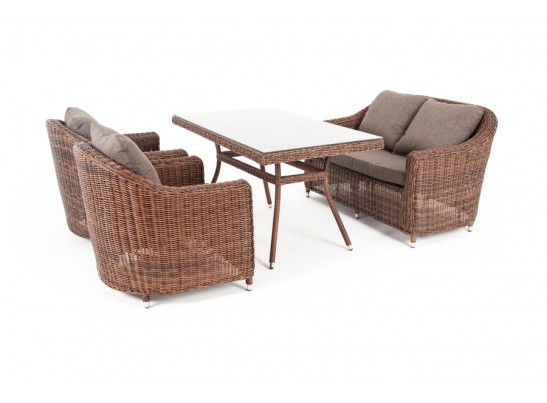 "Кон Панна" обеденная группа плетеная, цвет коричневый