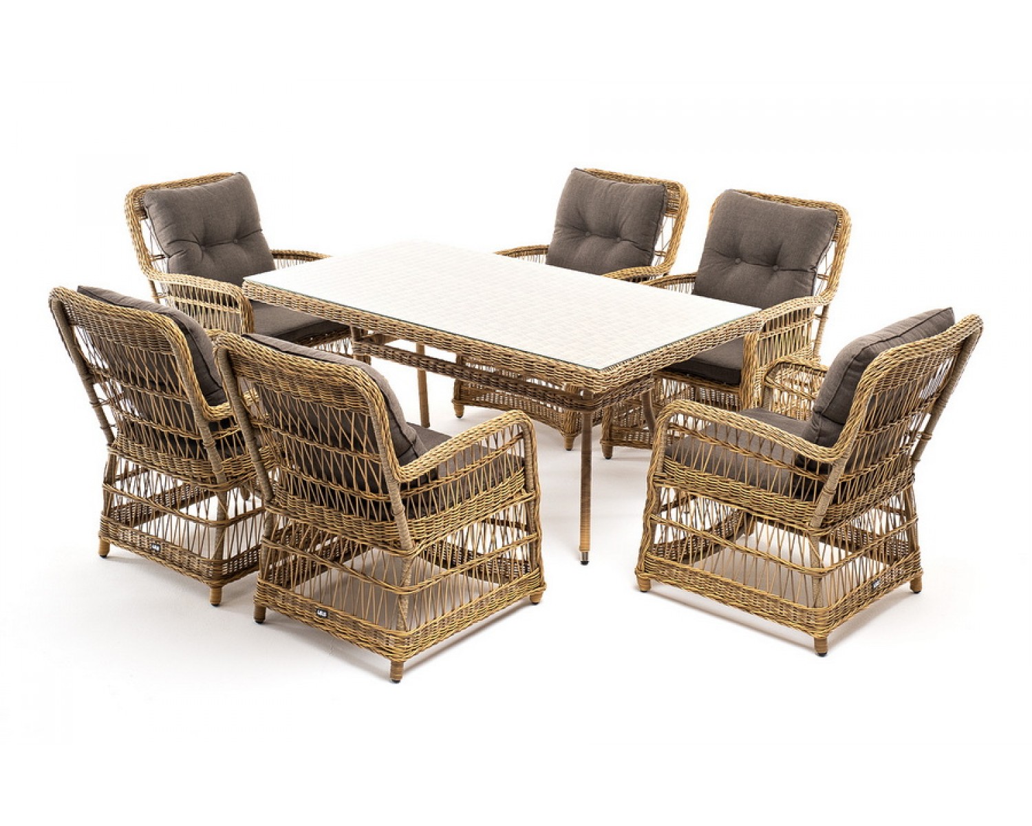 "Цесена" обеденная группа плетеная из искусственного ротанга, цвет соломенный