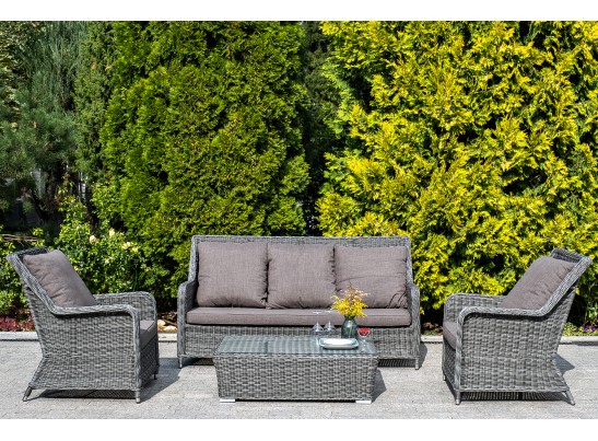 "Гляссе" диван трехместный из искусственного ротанга, цвет графит