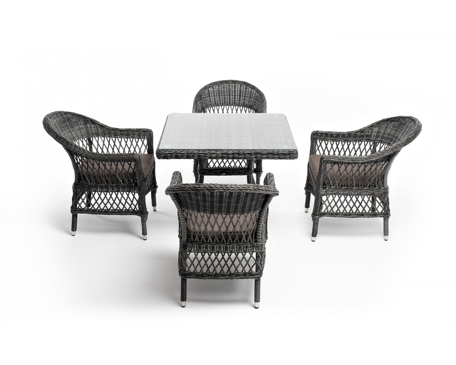 "Сицилия" обеденная группа плетеная, цвет графит
