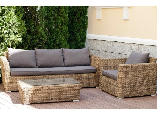 "Капучино" кресло из искусственного ротанга, цвет соломенный