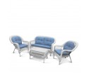 Плетеный комплект для отдыха из искусственного ротанга  LV520 White/Blue