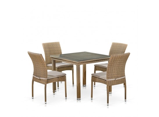 Комплект плетеной мебели T257B/Y380B-W65 Light Brown (4+1)