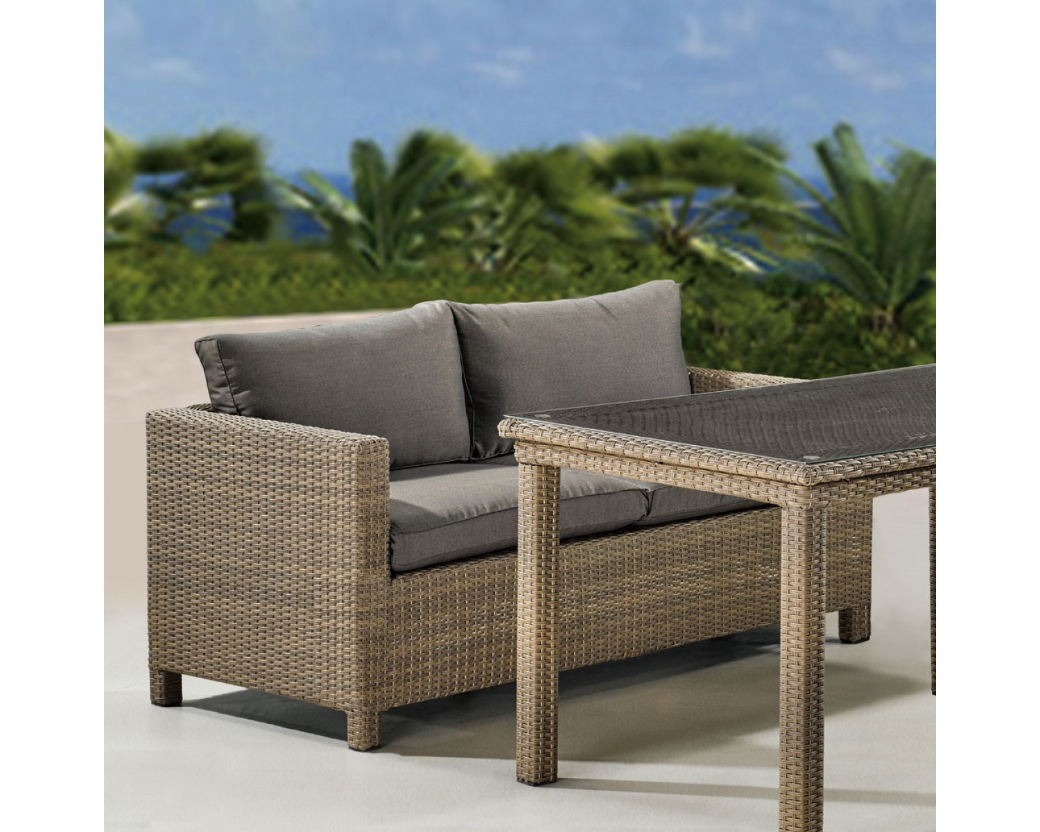 Комплект плетеной мебели T256B/S59B-W65 Light brown