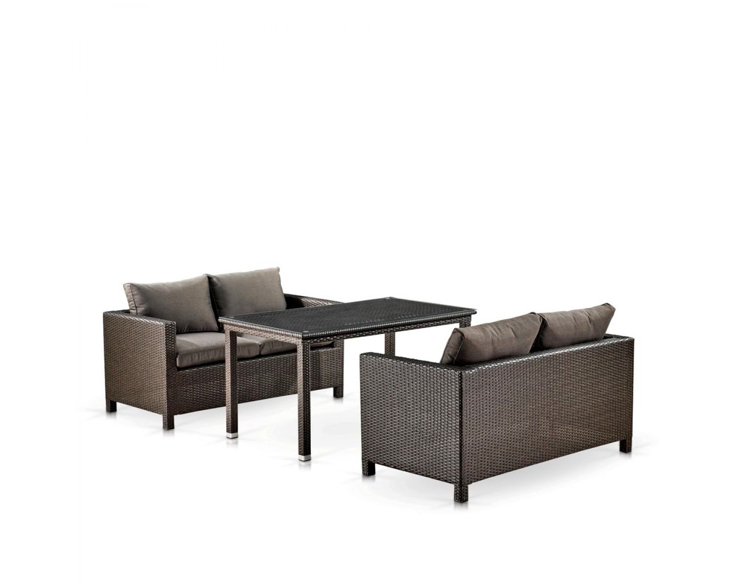 Обеденный комплект плетеной мебели с диванами T256A/S59A-W53 Brown