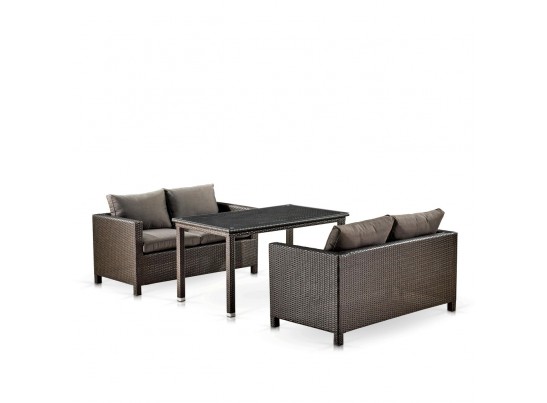 Обеденный комплект плетеной мебели с диванами T256A/S59A-W53 Brown
