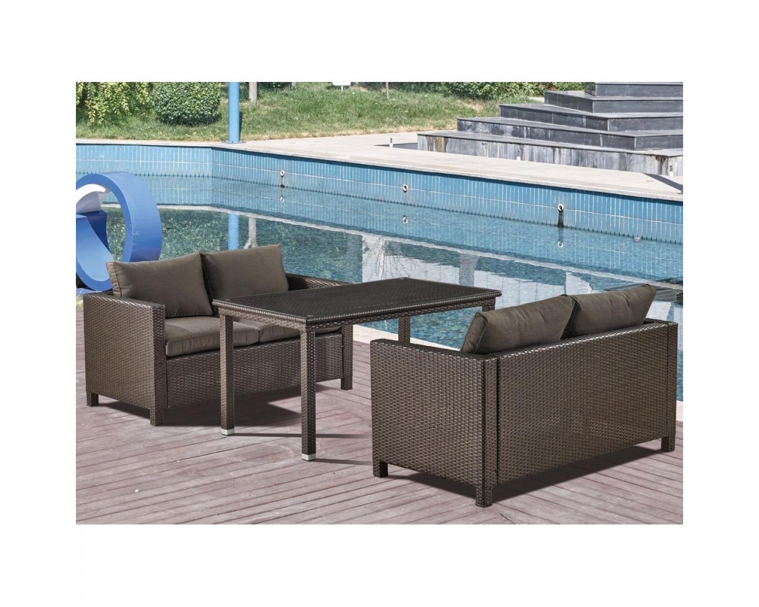 Обеденный комплект плетеной мебели с диванами T256A/S59A-W53 Brown