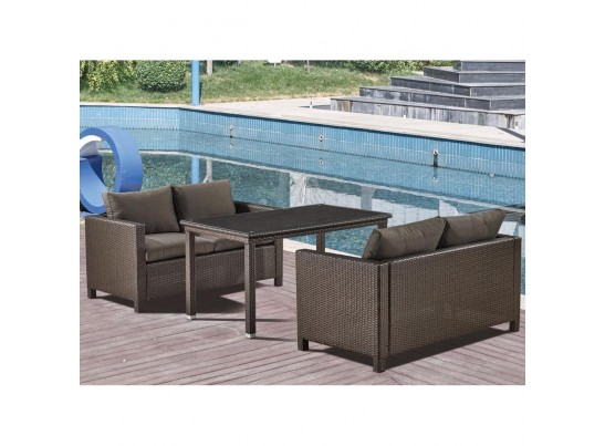 Обеденный комплект плетеной мебели с диванами T256A/S59A-W53 Brown