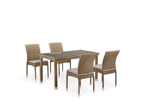 Комплект плетеной мебели T256B/Y380B-W65 Light Brown (4+1)