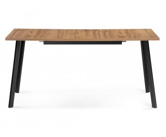 Деревянный стол Колон Лофт 120(160) х 75 черный матовый / дуб крафт золотой