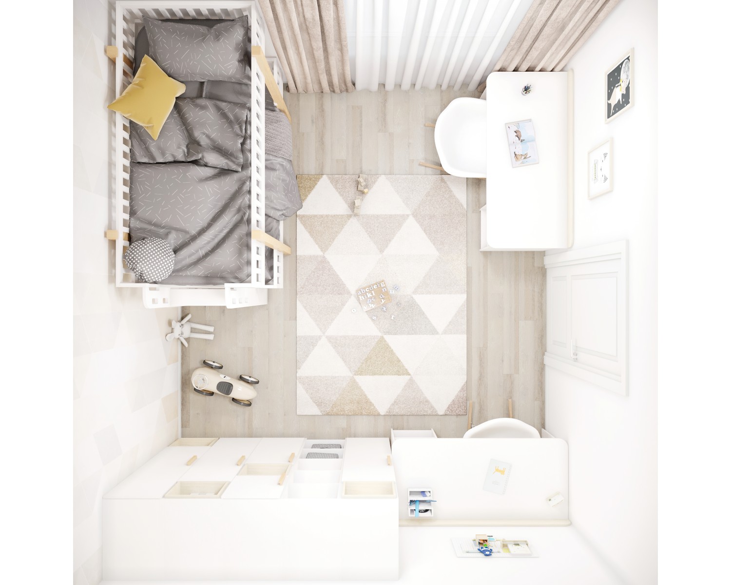 Кровать Legs 2-х уровневая White