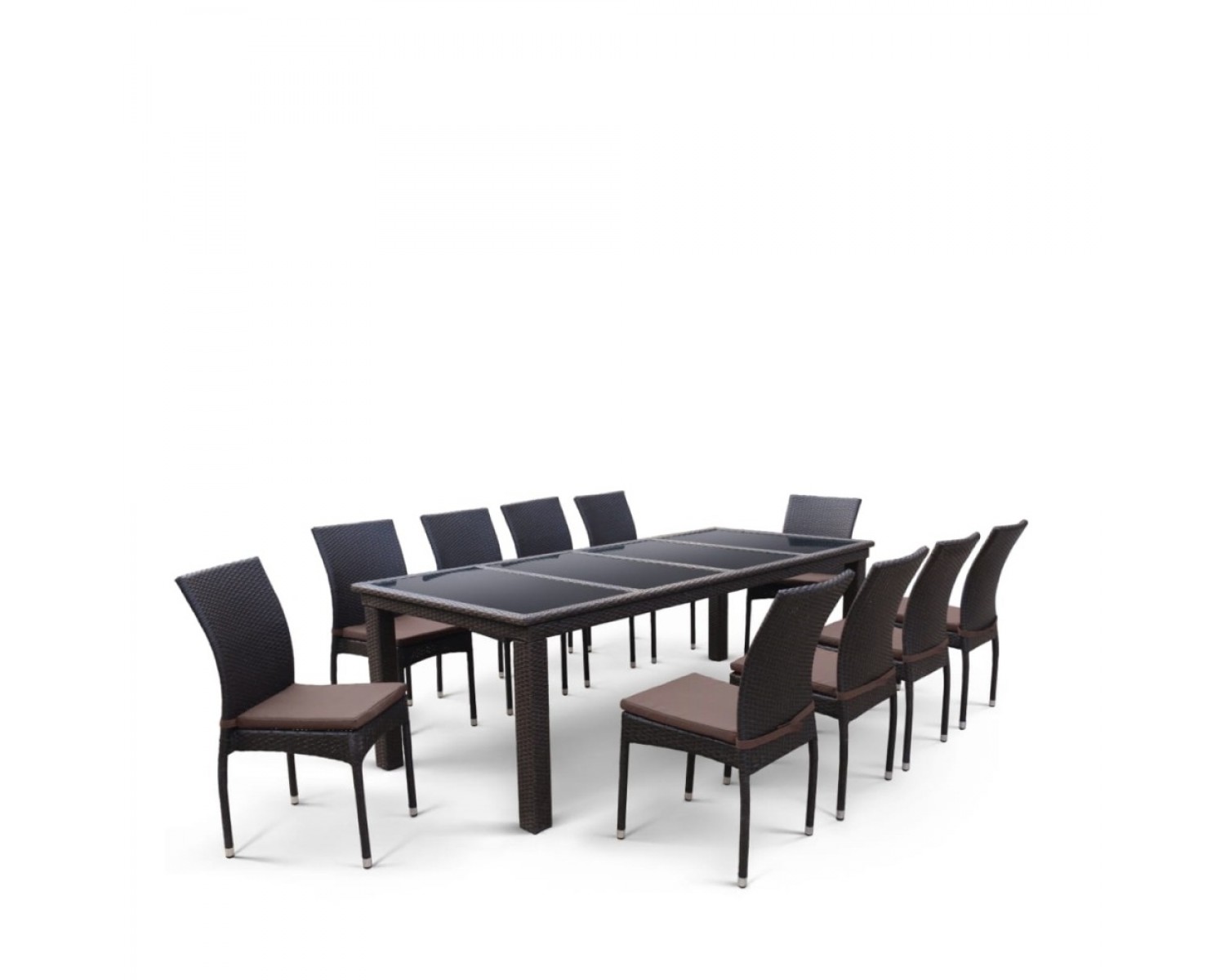 Комплект плетеной мебели T438/Y380A-W53 Brown (10+1)