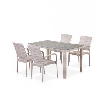 Комплект плетеной мебели T256C/Y376C-W85 Latte (4+1) + подушки на стульях