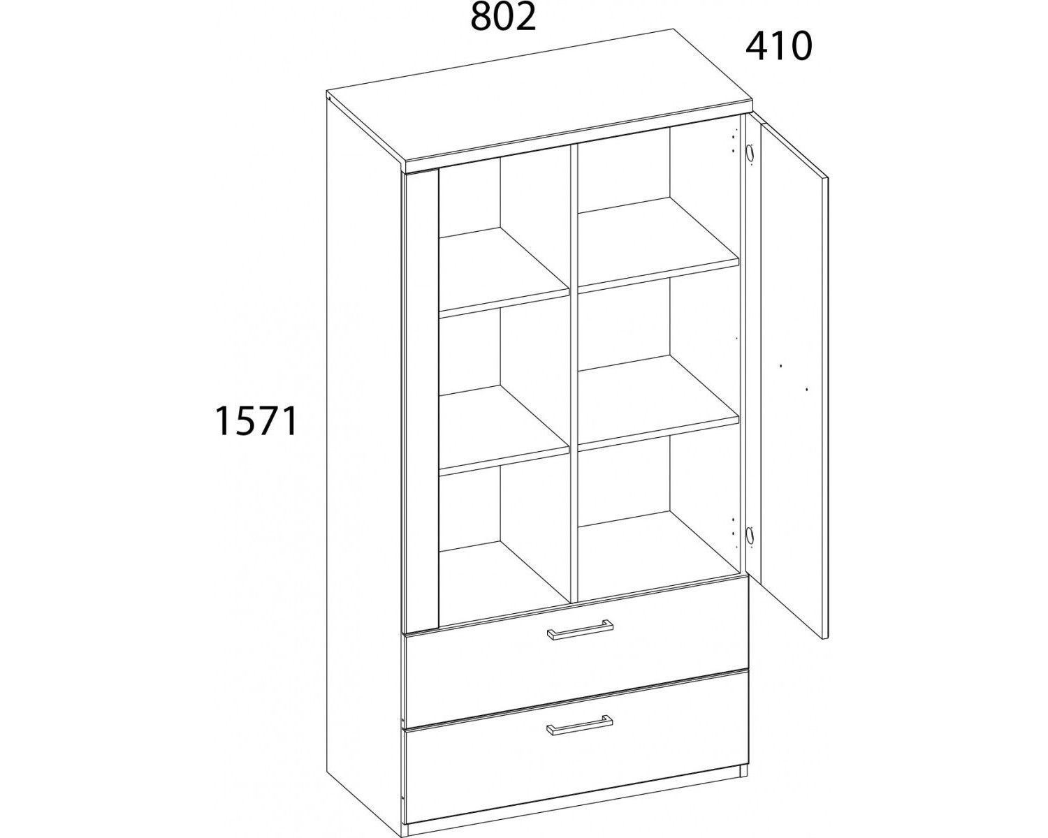 DOORSET, Шкаф 1D2S3N. Цвет ДУБ НАВАРРА