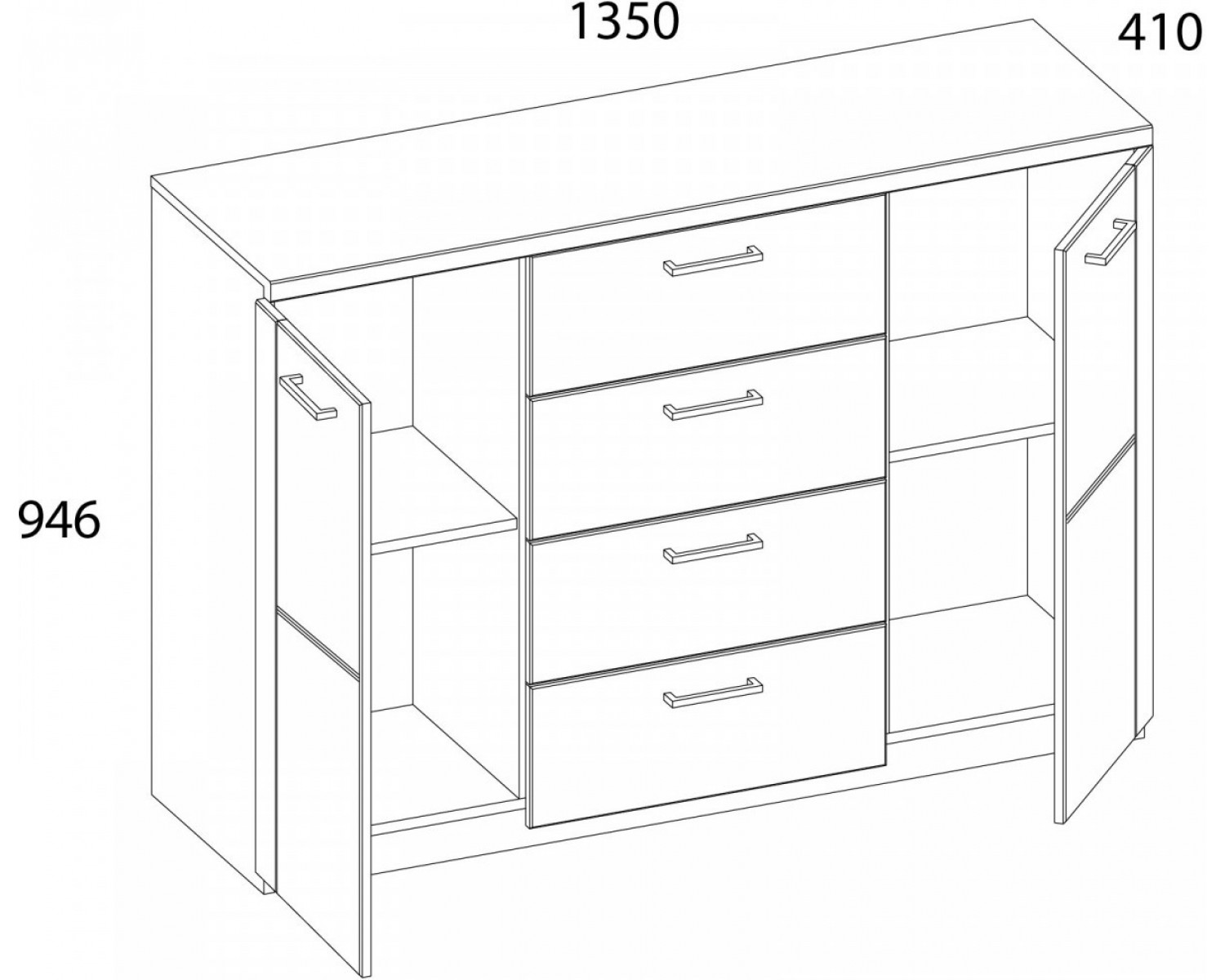 DOORSET, Тумба 2D4S. Цвет ДУБ НАВАРРА