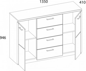 DOORSET, Тумба 2D4S. Цвет ДУБ НАВАРРА
