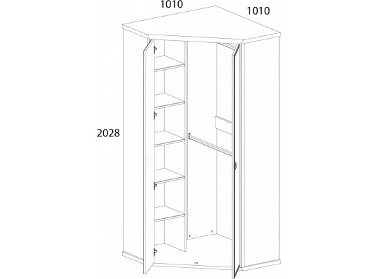 Шкаф угловой 2D, MAGELLAN, цвет Сосна винтаж