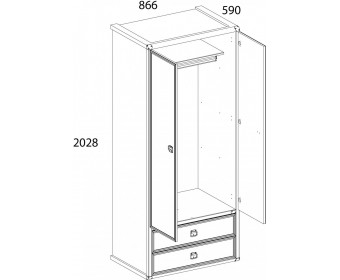 Шкаф 2DG2S, MAGELLAN, цвет Сосна винтаж