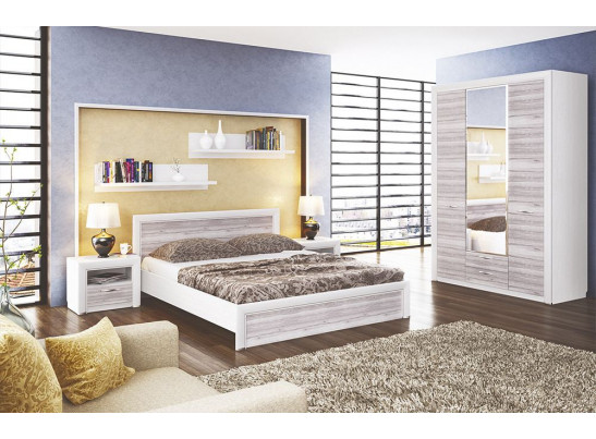 Тумба прикроватная 1S, OLIVIA, цвет вудлайн крем/дуб анкона