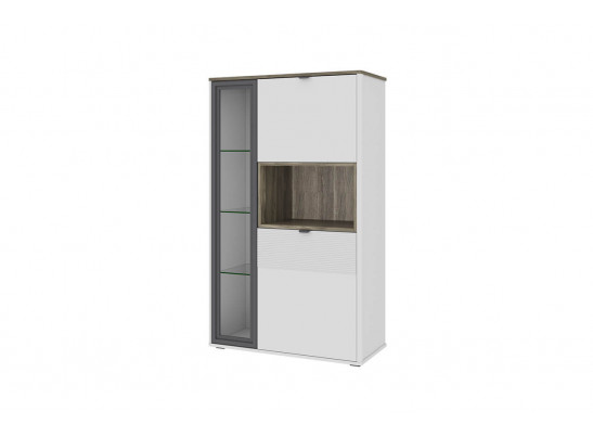 SIMPLE, Шкаф с витриной 1V2DN. Цвет БЕЛЫЙ / МОНТЕ / ДЖЕЛАТО
