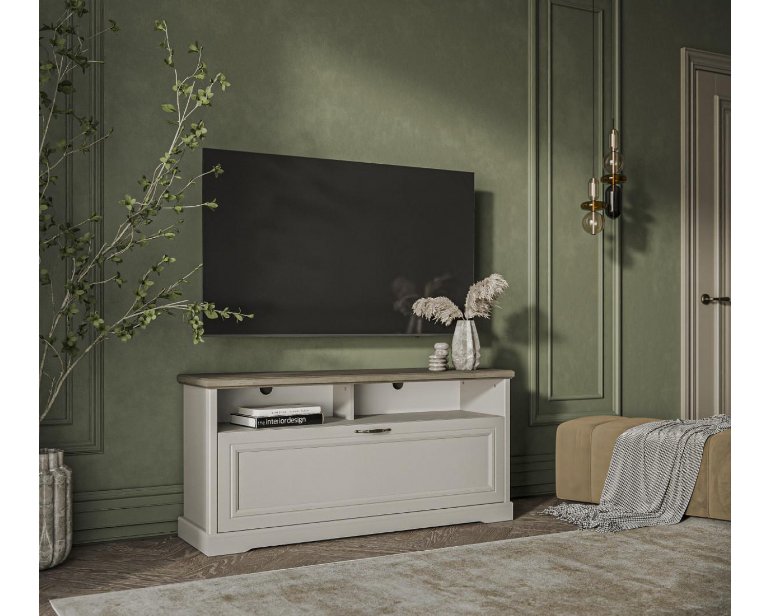 TOSCANA NEW, Тумба RTV 1D2N. Цвет ПЕРСИДСКИЙ ЖЕМЧУГ/КАНЬОН