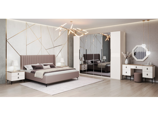 Спальня Стелла 6-дверная белая с туалетным столиком