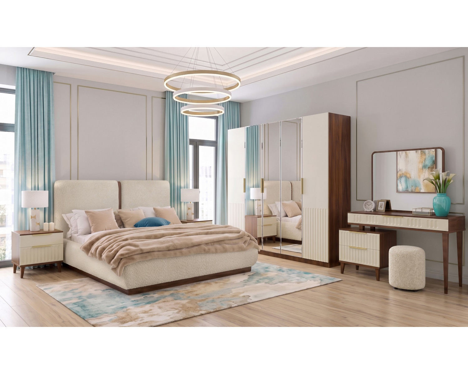 Кровать Мия 180x200 фасад крем, корпус караваджо