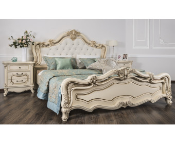 Спальня Мона Лиза 180x200 с мягким изголовьем крем