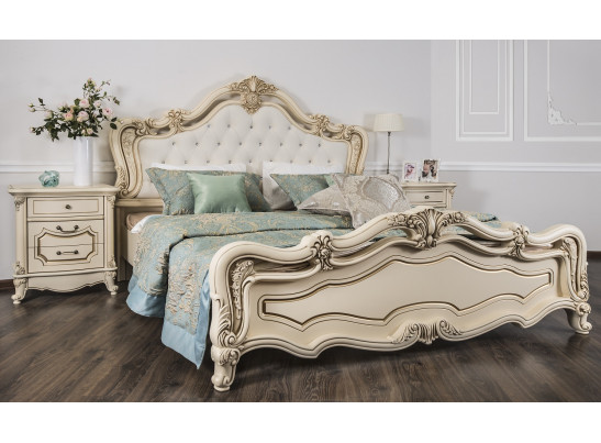 Спальня Мона Лиза 180x200 с мягким изголовьем крем