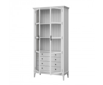 Шкаф для книг «Квадро-С» 220/04 из массива сосны (Белый лак)