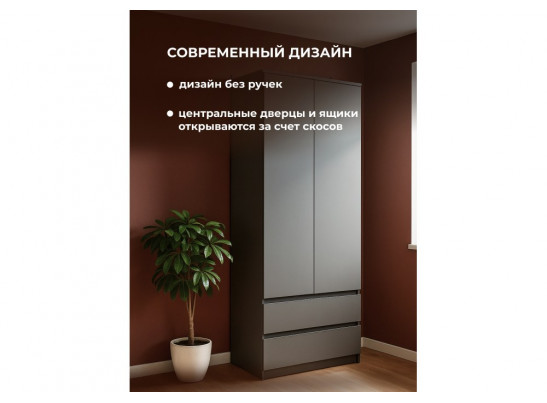 Шкаф Сибити двухстворчатый графит серый