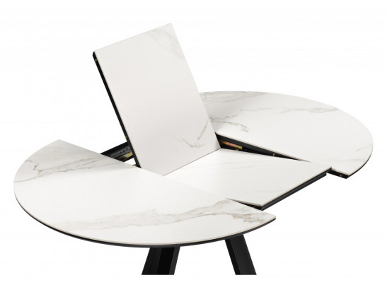 Керамический стол Нельсон 100(140)х100х76 alpine white / черный