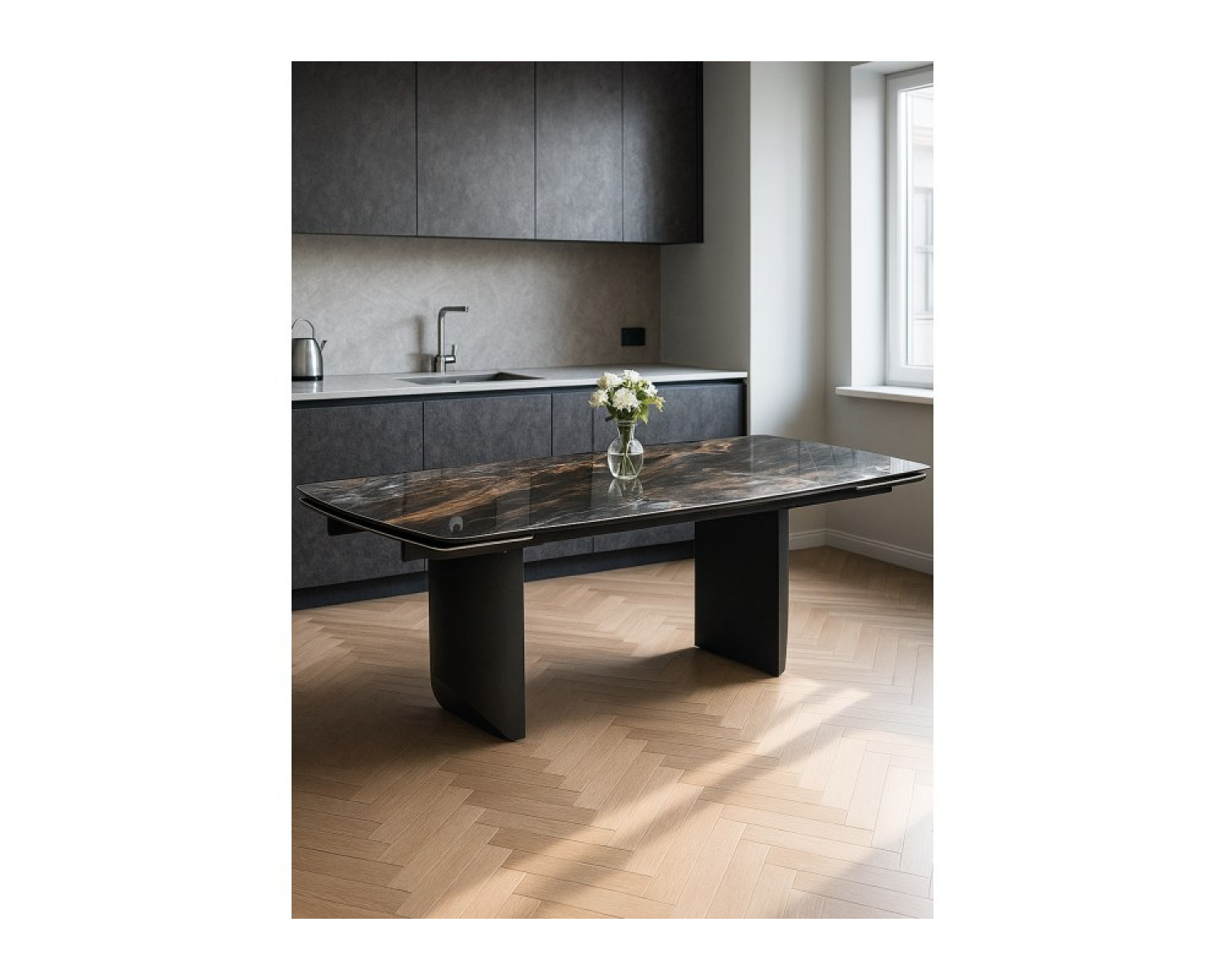 Керамический стол Маре 200(260)х100х77 neodom titanium lawa nero / черный