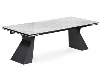 Керамический стол Денхольм 240(290)х100х75 rystal onyx bianco / черный
