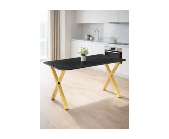 Керамический стол Селена 3 140х80 черный мрамор / золото