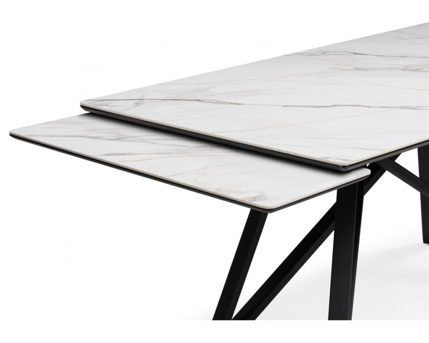 Керамический стол Вилсон 160(220)х89 белый gilt white / черный