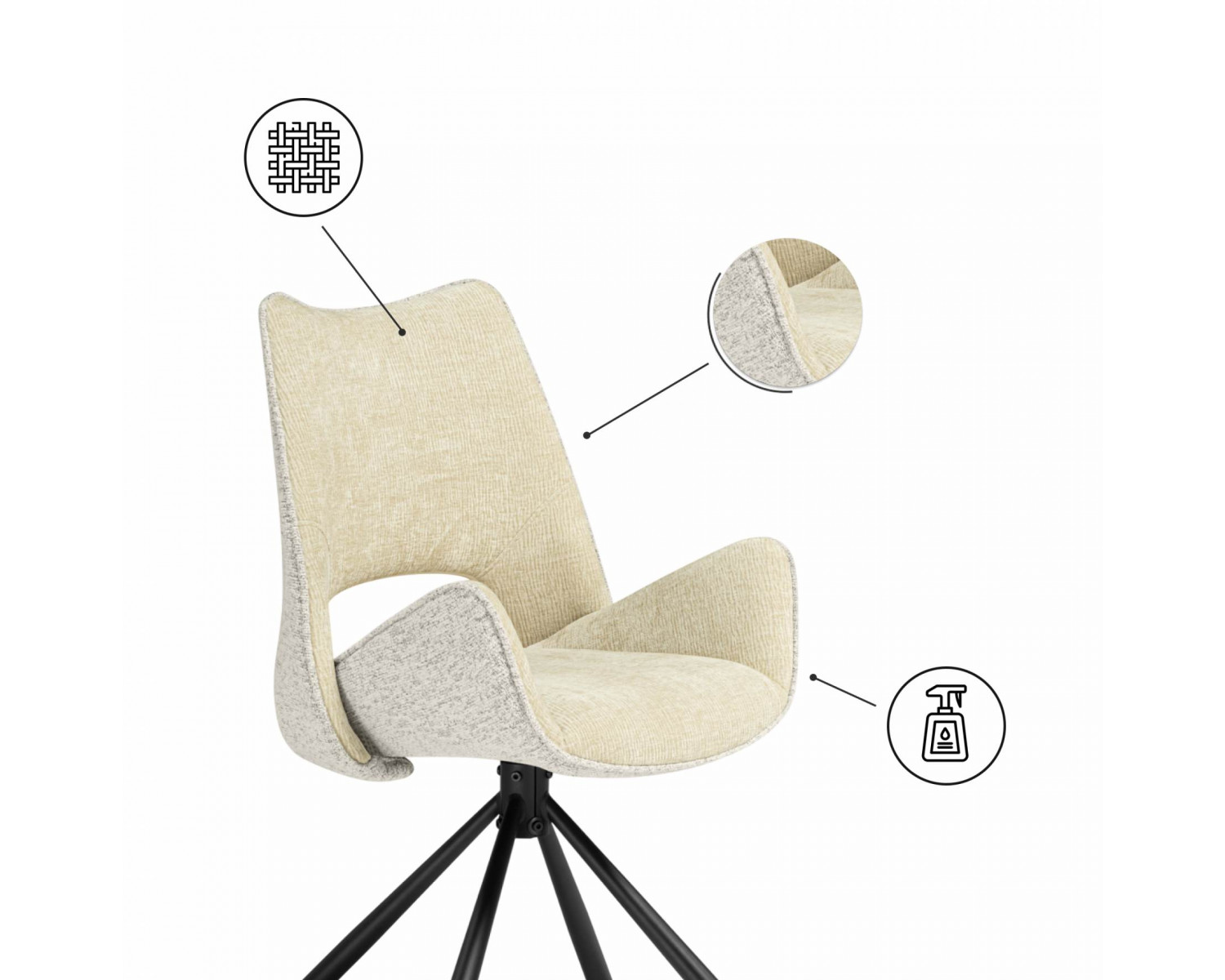 Стул на металлокаркасе Balaton 360 крутящийся beige / black