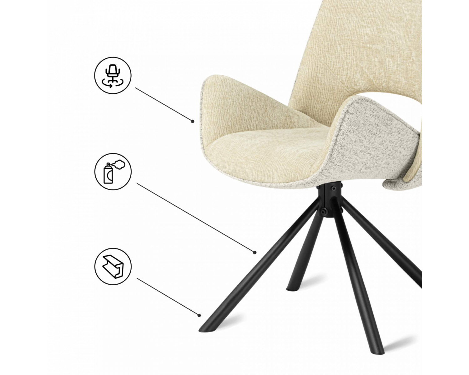 Стул на металлокаркасе Balaton 360 крутящийся beige / black