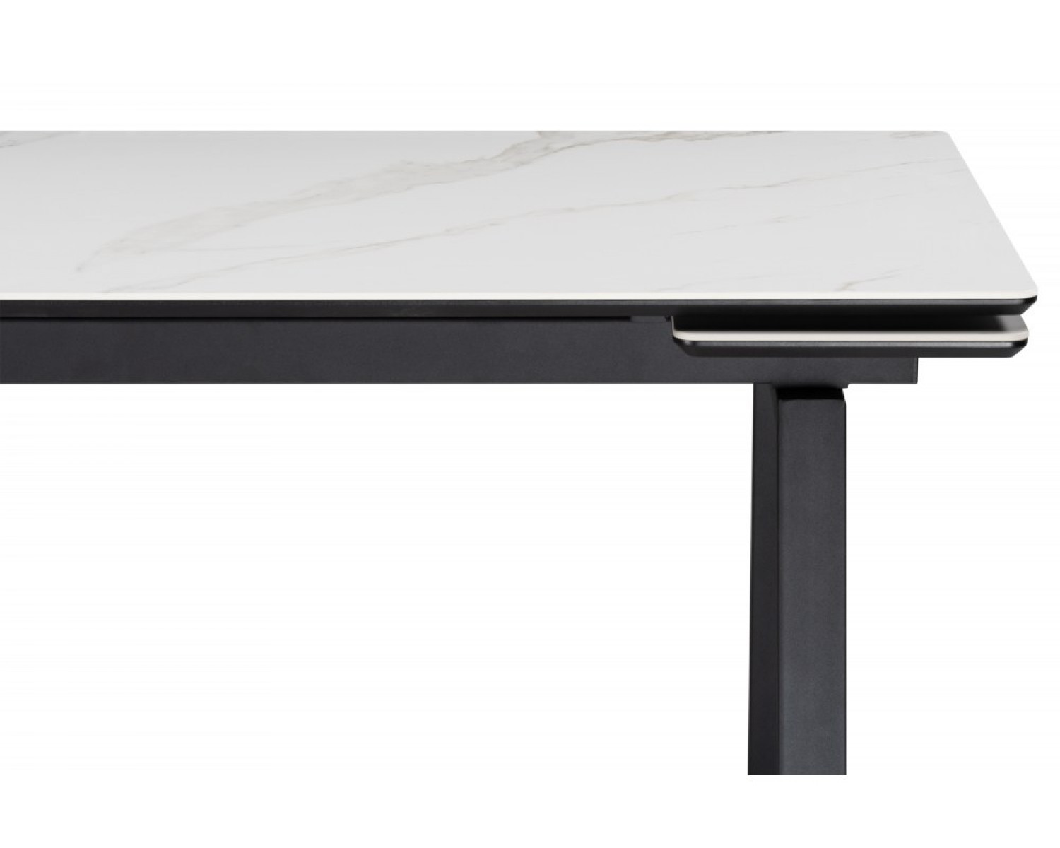 Керамический стол Джек 140(200)х80 белый мрамор alpin white / черный