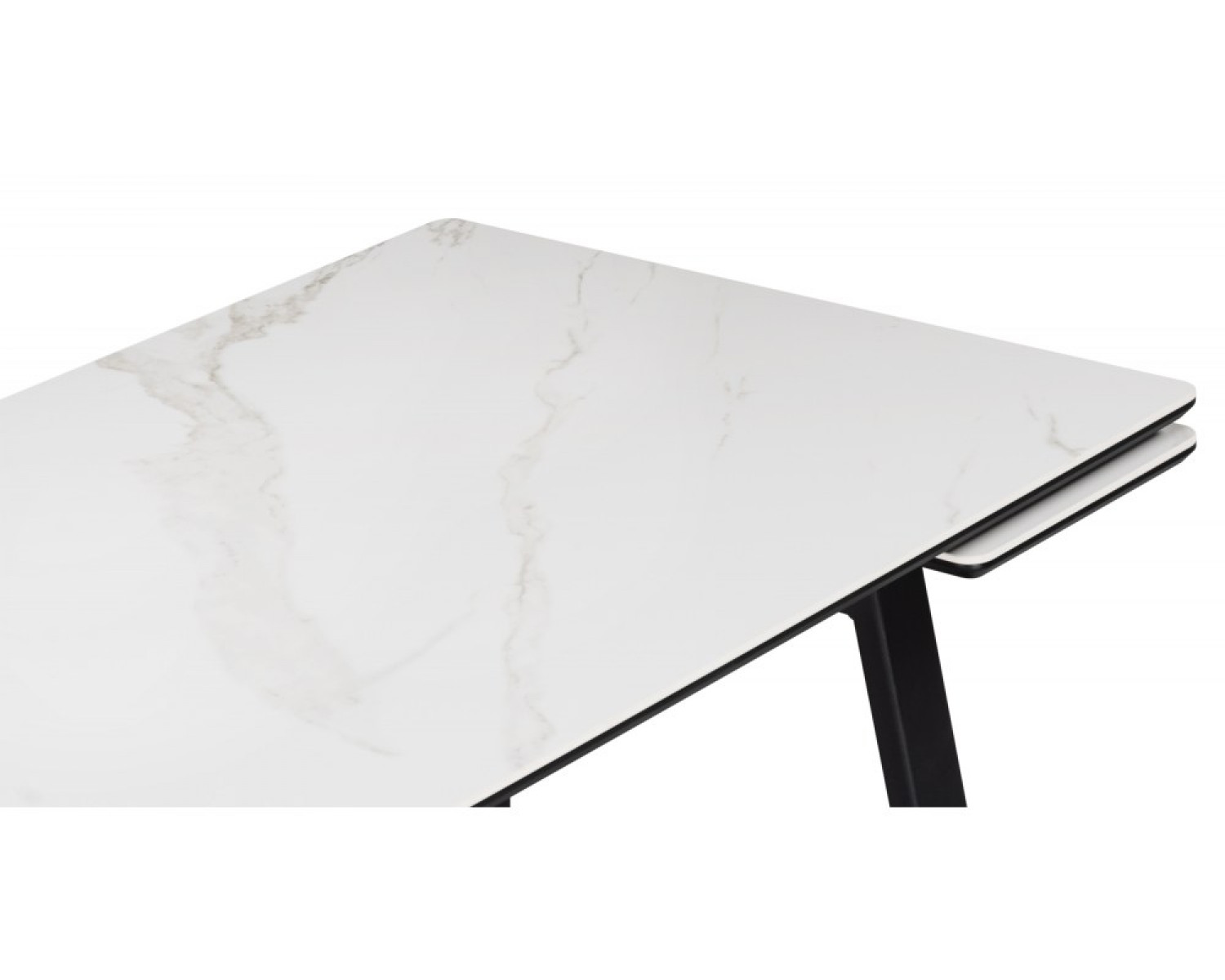 Керамический стол Джек 140(200)х80 белый мрамор alpin white / черный