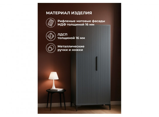 Шкаф Иадама двухстворчатый графит / графит софт