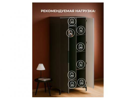 Шкаф Иадама двухстворчатый графит / графит софт
