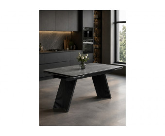 Керамический стол Вейв 160(220)х89 larka grey / черный