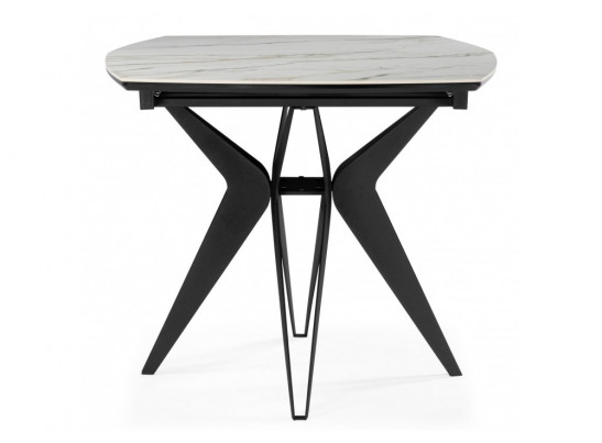 Керамический стол Риполь 160(205)х89 белый с прожилками gilt white / черный