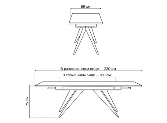 Керамический стол Дарвин 160(220)х89 белый с прожилками gilt white / черный