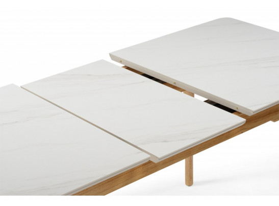 Стол Halmar 140(180)x80 белый спеченный камень / светлое дерево