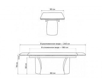 Керамический стол Готланд 180(240)x90 statuario titan gloss / белый